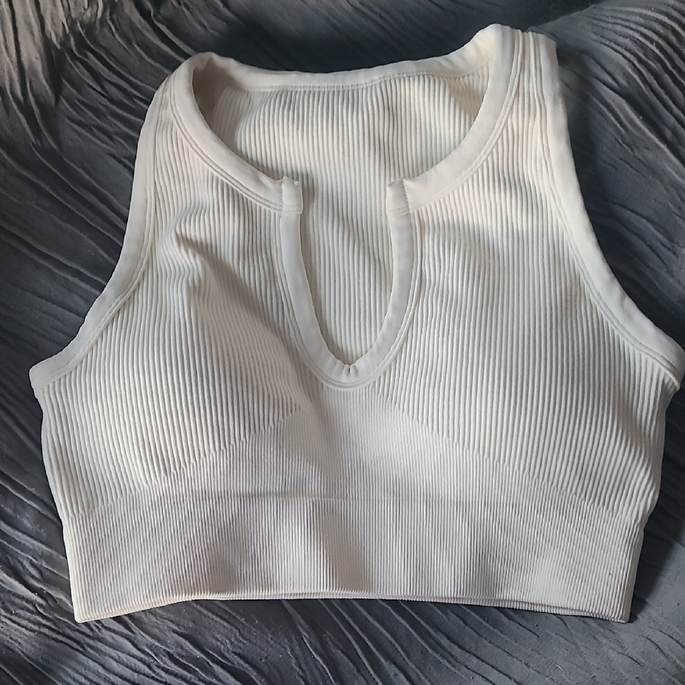 Elegant White Ribbed Crop Top